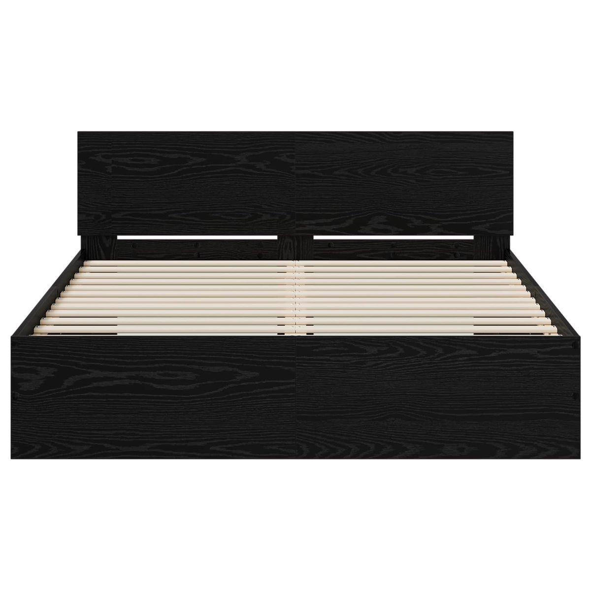 Bed Frame with Headboard Black Oak 135 x 190 cm Engineered wood
