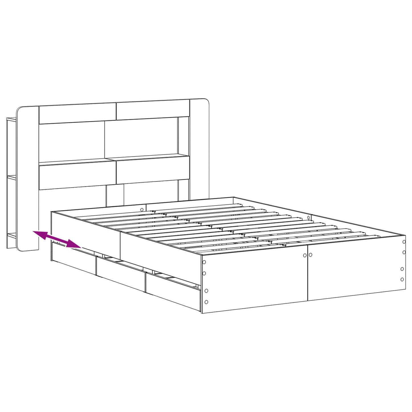 Bed Frame with Storage and Headboard Artisan Oak 120 x 200 cm