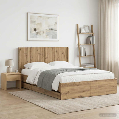 Bed Frame with Storage and Headboard Artisan Oak 120 x 200 cm