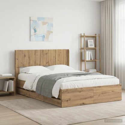 Bed Frame with Storage and Headboard Artisan Oak 120 x 200 cm