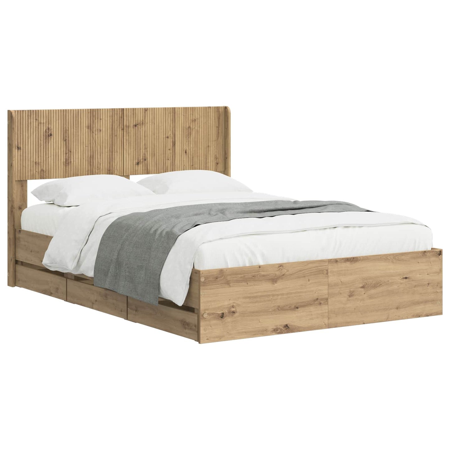 Bed Frame with Storage and Headboard Artisan Oak 120 x 200 cm