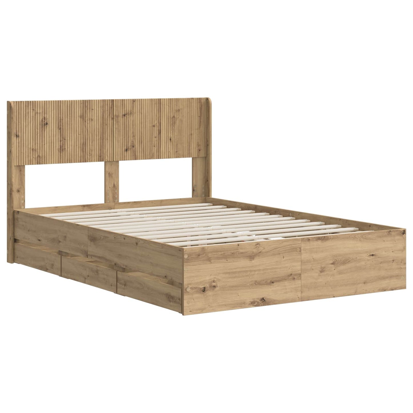 Bed Frame with Storage and Headboard Artisan Oak 120 x 200 cm