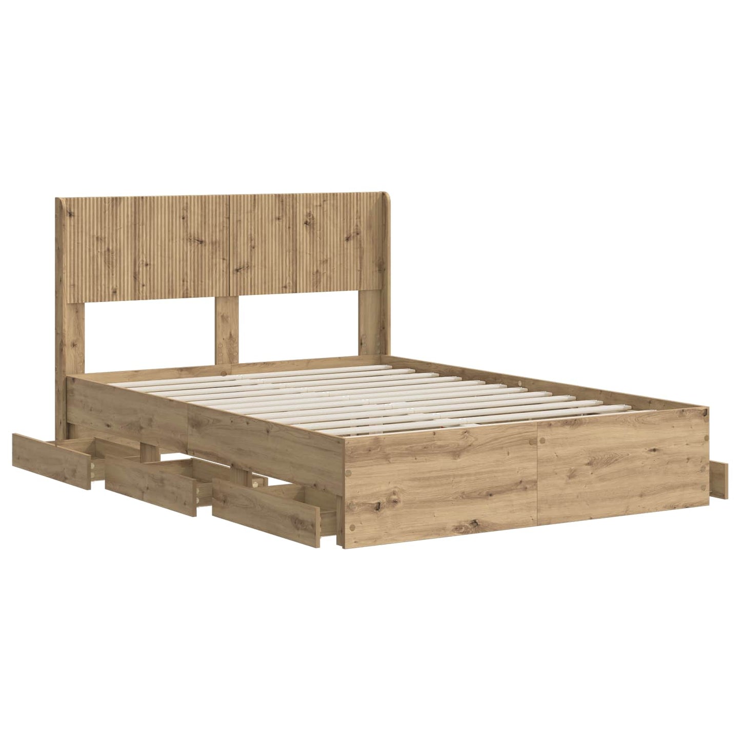 Bed Frame with Storage and Headboard Artisan Oak 120 x 200 cm