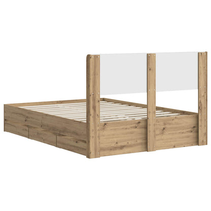 Bed Frame with Storage and Headboard Artisan Oak 120 x 200 cm