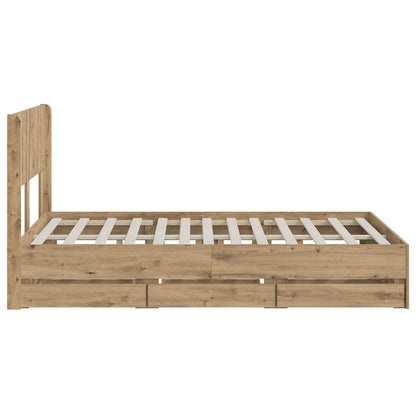 Bed Frame with Storage and Headboard Artisan Oak 120 x 200 cm