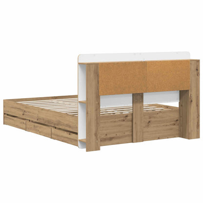 Bed Frame with Storage and Headboard Artisan Oak 150 x 200 cm