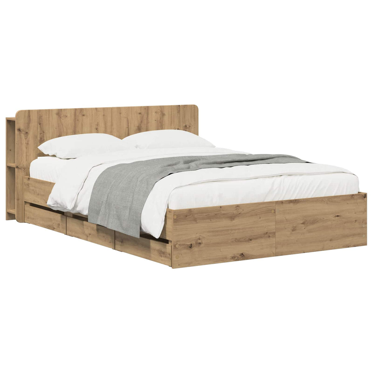 Bed Frame with Storage and Headboard Artisan Oak 150 x 200 cm