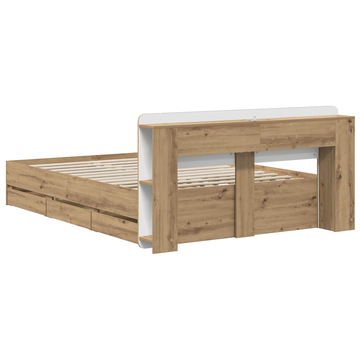 Bed Frame with Storage and Headboard Artisan Oak 150 x 200 cm
