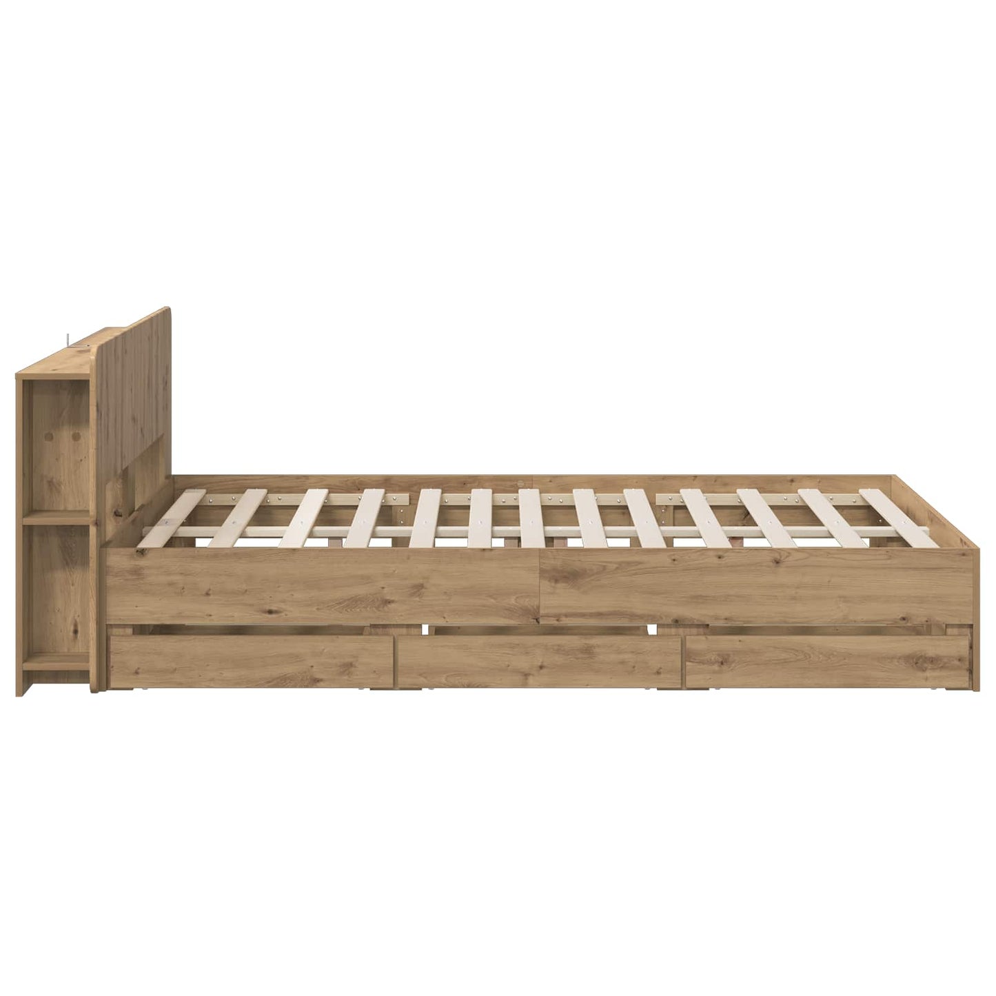 Bed Frame with Storage and Headboard Artisan Oak 160 x 200 cm