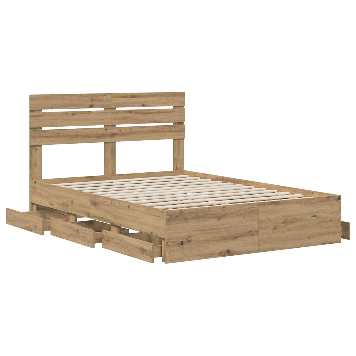 Bed Frame with Storage and Headboard Artisan Oak 160 x 200 cm