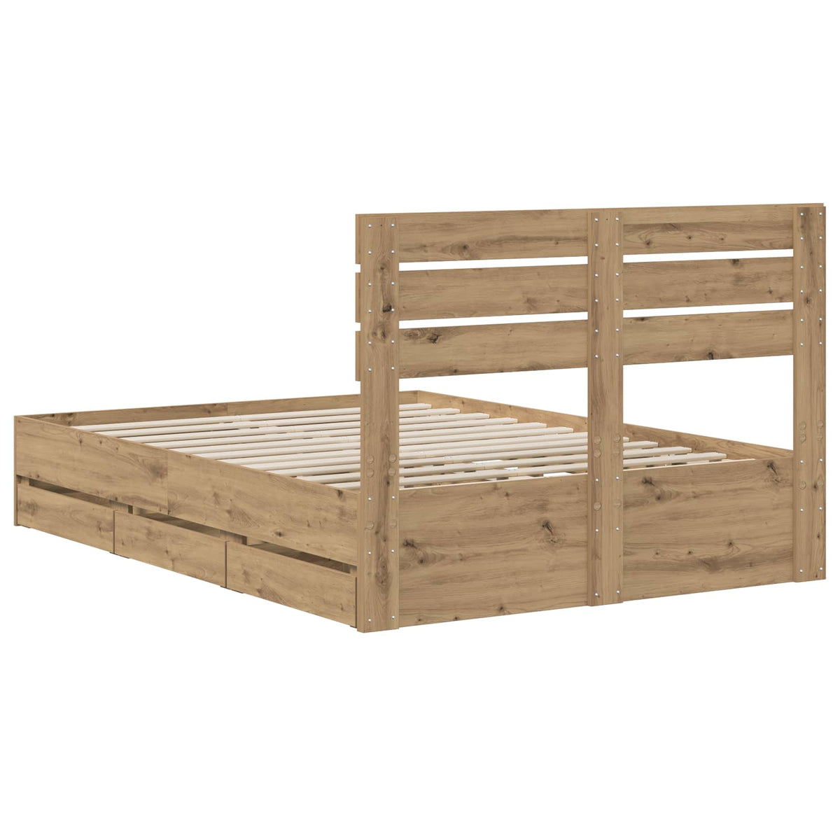 Bed Frame with Storage and Headboard Artisan Oak 160 x 200 cm