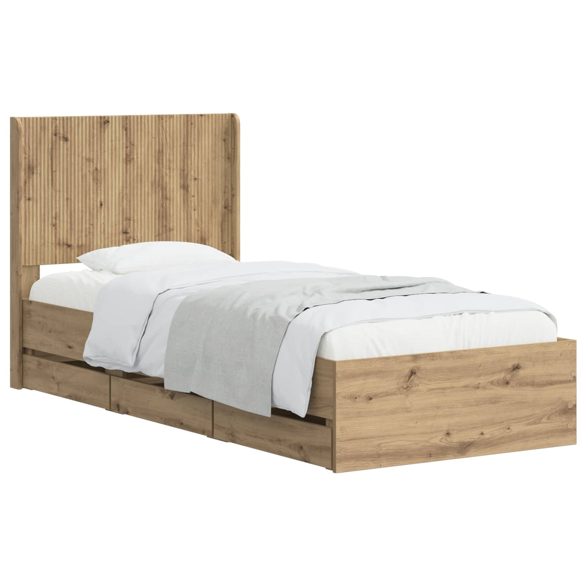Bed Frame with Storage and Headboard Artisan Oak 90 x 200 cm