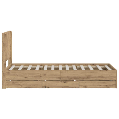 Bed Frame with Storage and Headboard Artisan Oak 90 x 200 cm