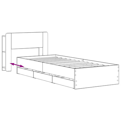 Bed Frame with Storage and Headboard Artisan Oak 90 x 200 cm