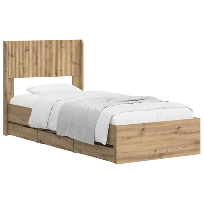 Bed Frame with Storage and Headboard Artisan Oak 90 x 200 cm