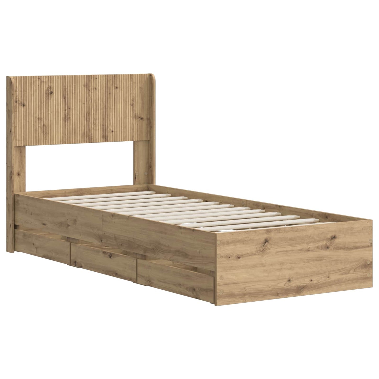Bed Frame with Storage and Headboard Artisan Oak 90 x 200 cm