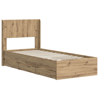 Bed Frame with Storage and Headboard Artisan Oak 90 x 200 cm