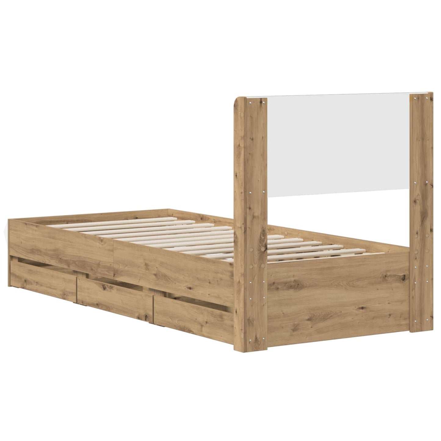 Bed Frame with Storage and Headboard Artisan Oak 90 x 200 cm