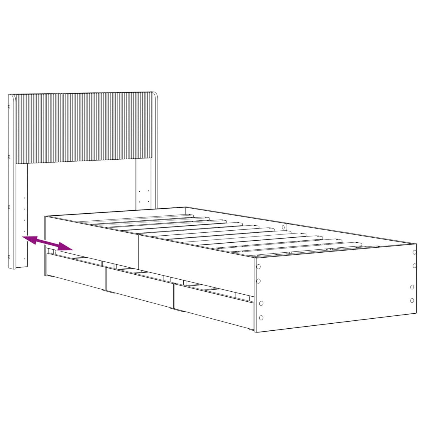 Bed Frame with Storage and Headboard Artisan Oak 90 x 200 cm