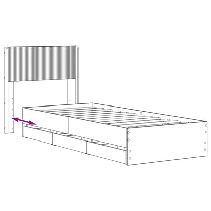 Bed Frame with Storage and Headboard Artisan Oak 90 x 200 cm