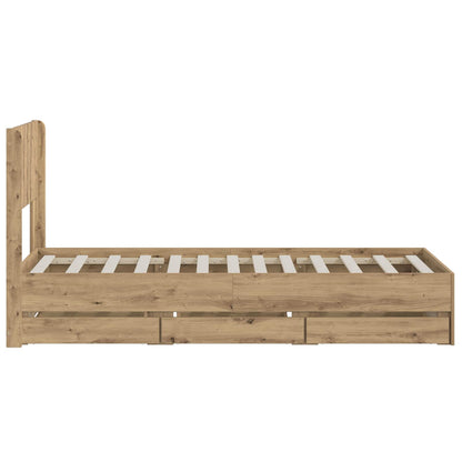Bed Frame with Storage and Headboard Artisan Oak 90 x 200 cm