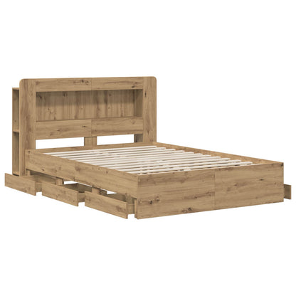 Bed Frame with Storage and Headboard Artisan Oak 140 x 190 cm