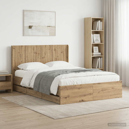 Bed Frame with Storage and Headboard Artisan Oak 140 x 190 cm