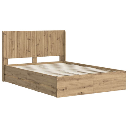 Bed Frame with Storage and Headboard Artisan Oak 140 x 190 cm