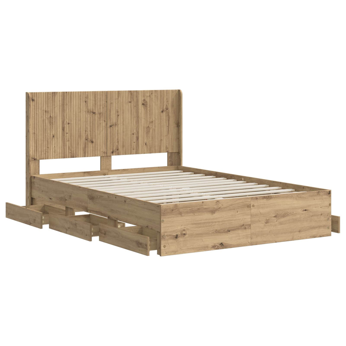 Bed Frame with Storage and Headboard Artisan Oak 140 x 190 cm