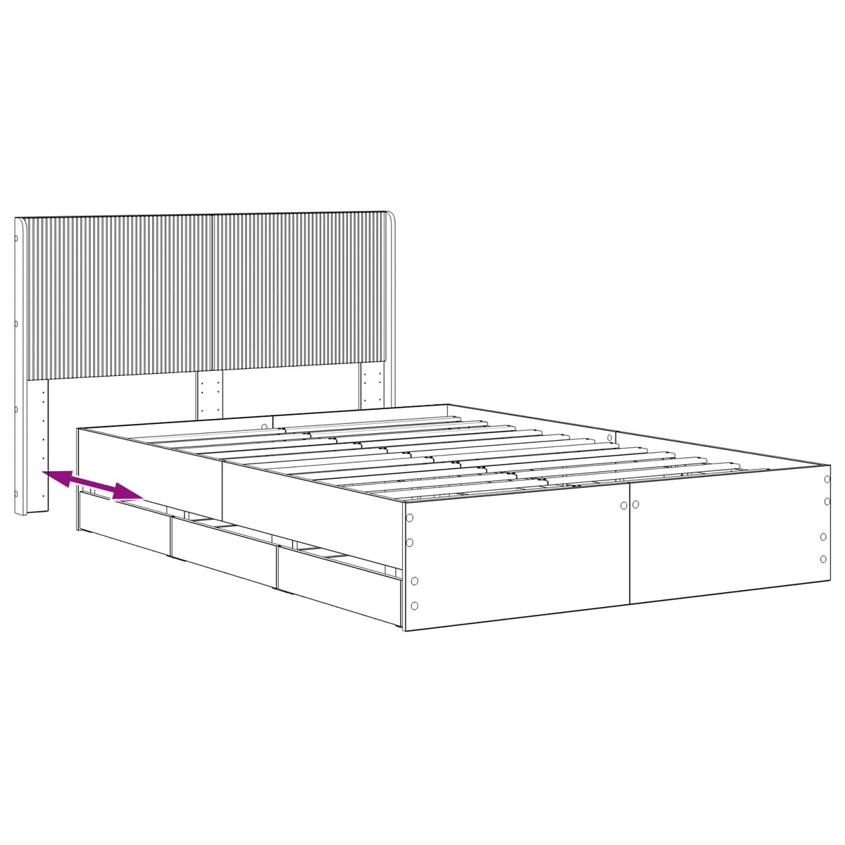 Bed Frame with Storage and Headboard Artisan Oak 140 x 190 cm