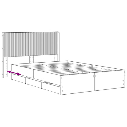 Bed Frame with Storage and Headboard Artisan Oak 140 x 190 cm