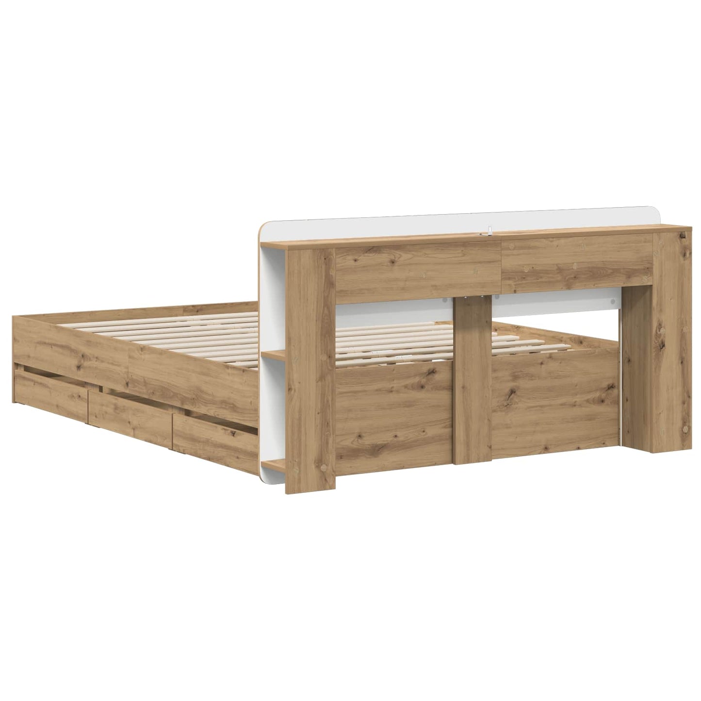 Bed Frame with Storage and Headboard Artisan Oak 140 x 190 cm