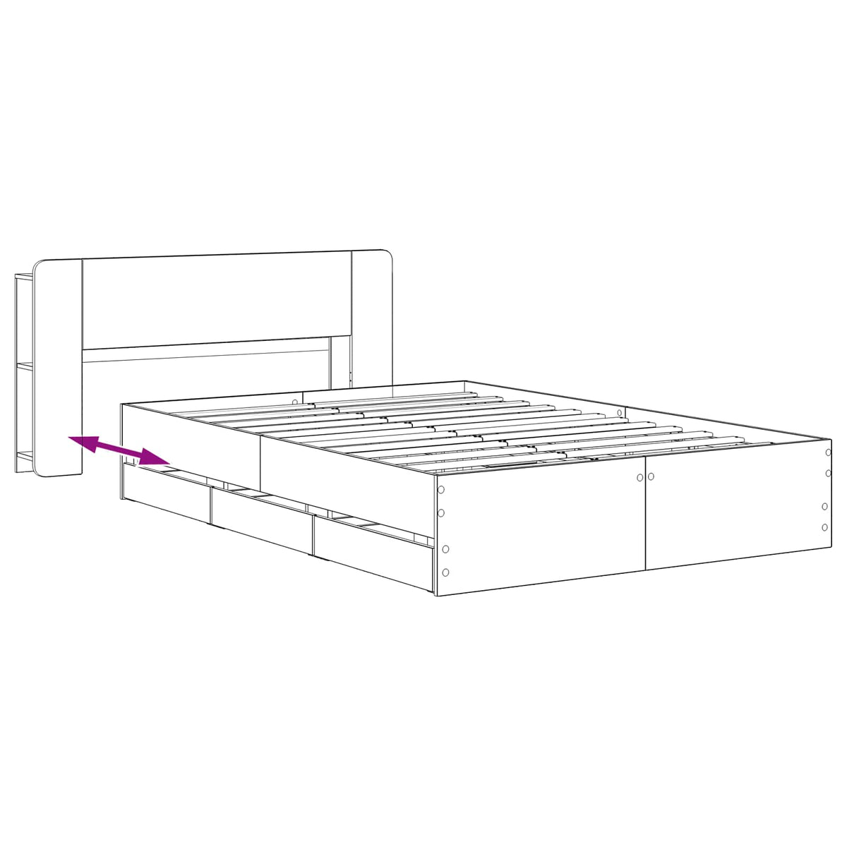 Bed Frame with Storage and Headboard Artisan Oak 140 x 190 cm