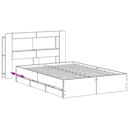 Bed Frame with Storage and Headboard Artisan Oak 135 x 190 cm