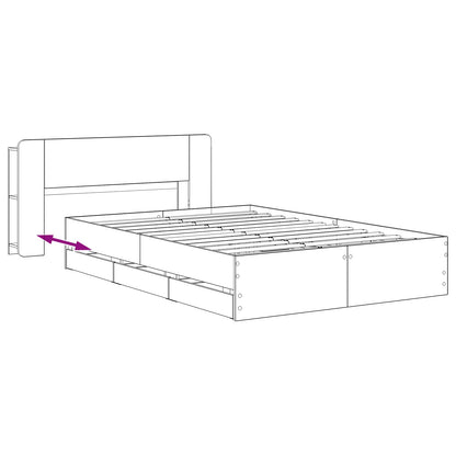 Bed Frame with Storage and Headboard Artisan Oak 135 x 190 cm
