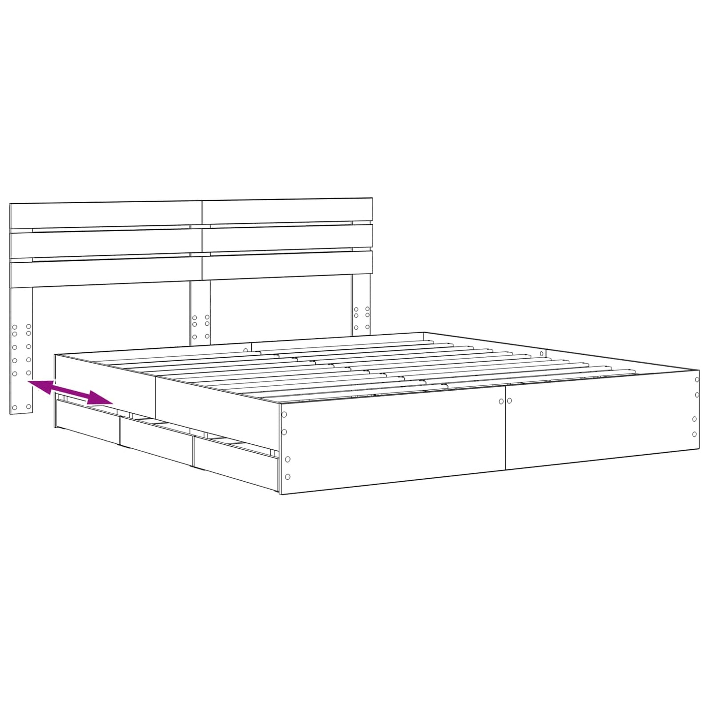 Bed Frame with Storage and Headboard Artisan Oak 180 x 200 cm