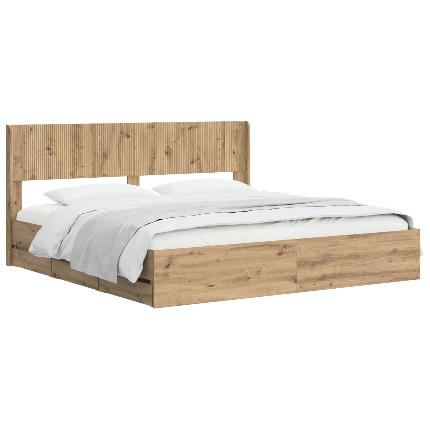 Bed Frame with Storage and Headboard Artisan Oak 180 x 200 cm