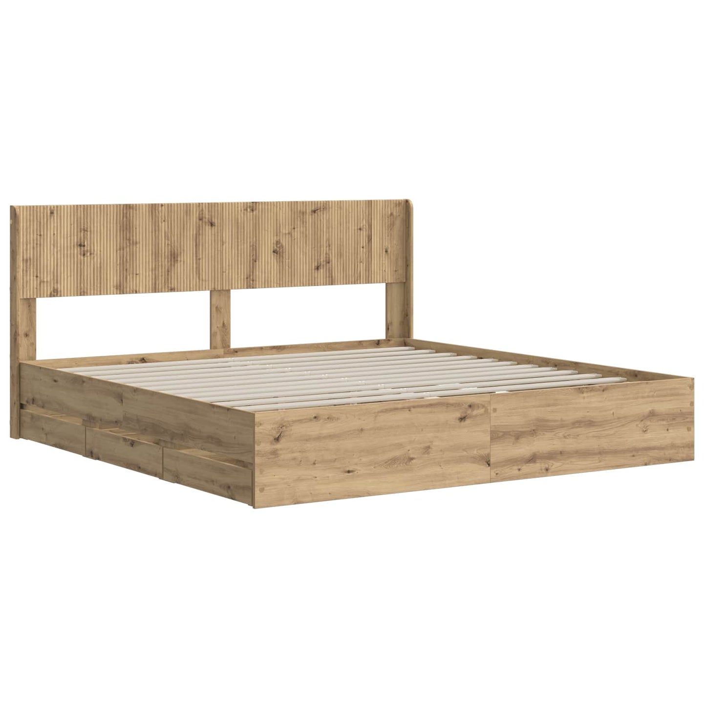 Bed Frame with Storage and Headboard Artisan Oak 180 x 200 cm