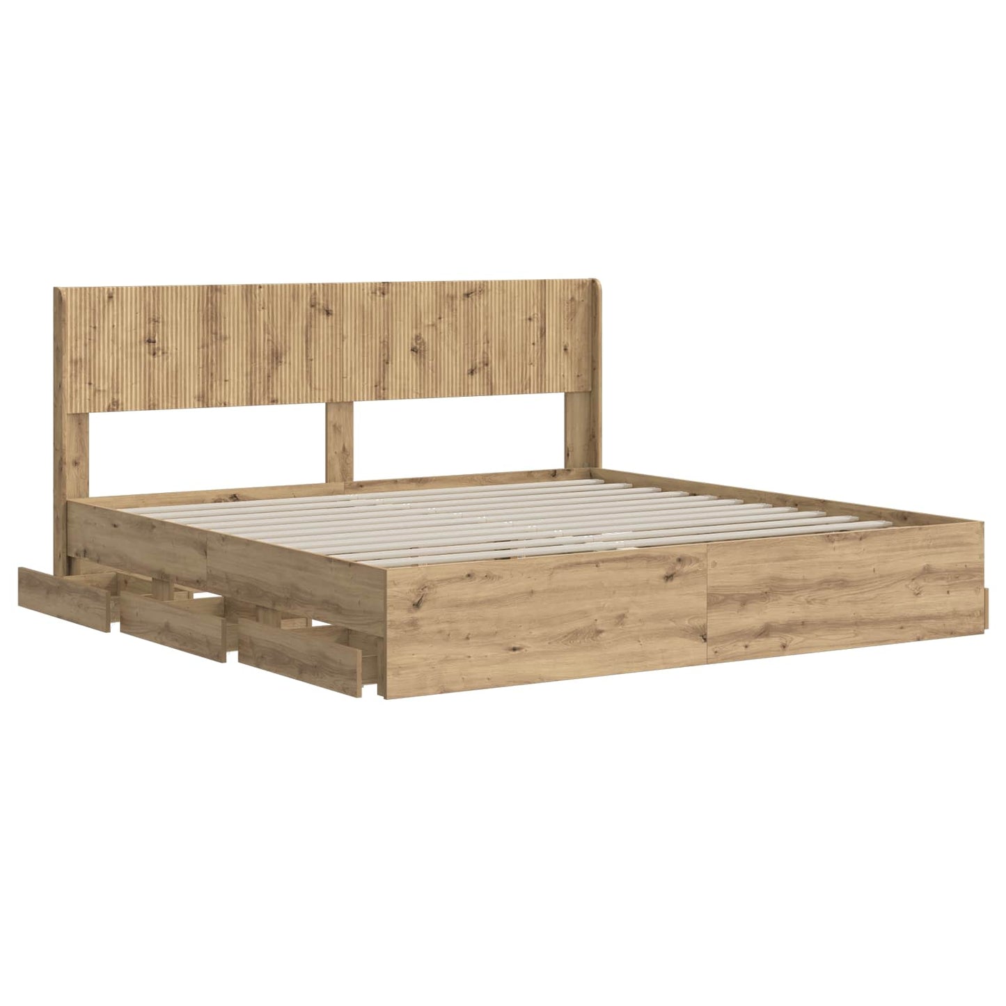 Bed Frame with Storage and Headboard Artisan Oak 180 x 200 cm