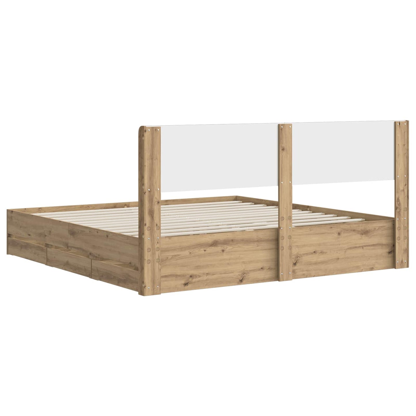 Bed Frame with Storage and Headboard Artisan Oak 180 x 200 cm
