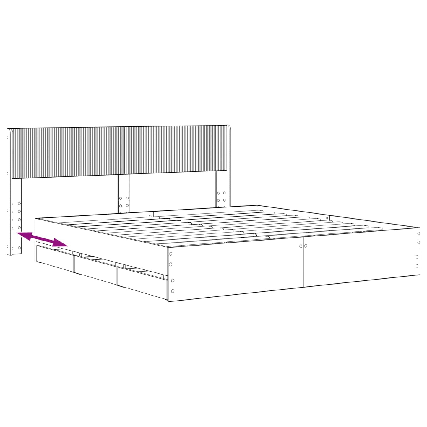Bed Frame with Storage and Headboard Artisan Oak 180 x 200 cm