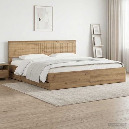 Bed Frame with Storage and Headboard Artisan Oak 180 x 200 cm