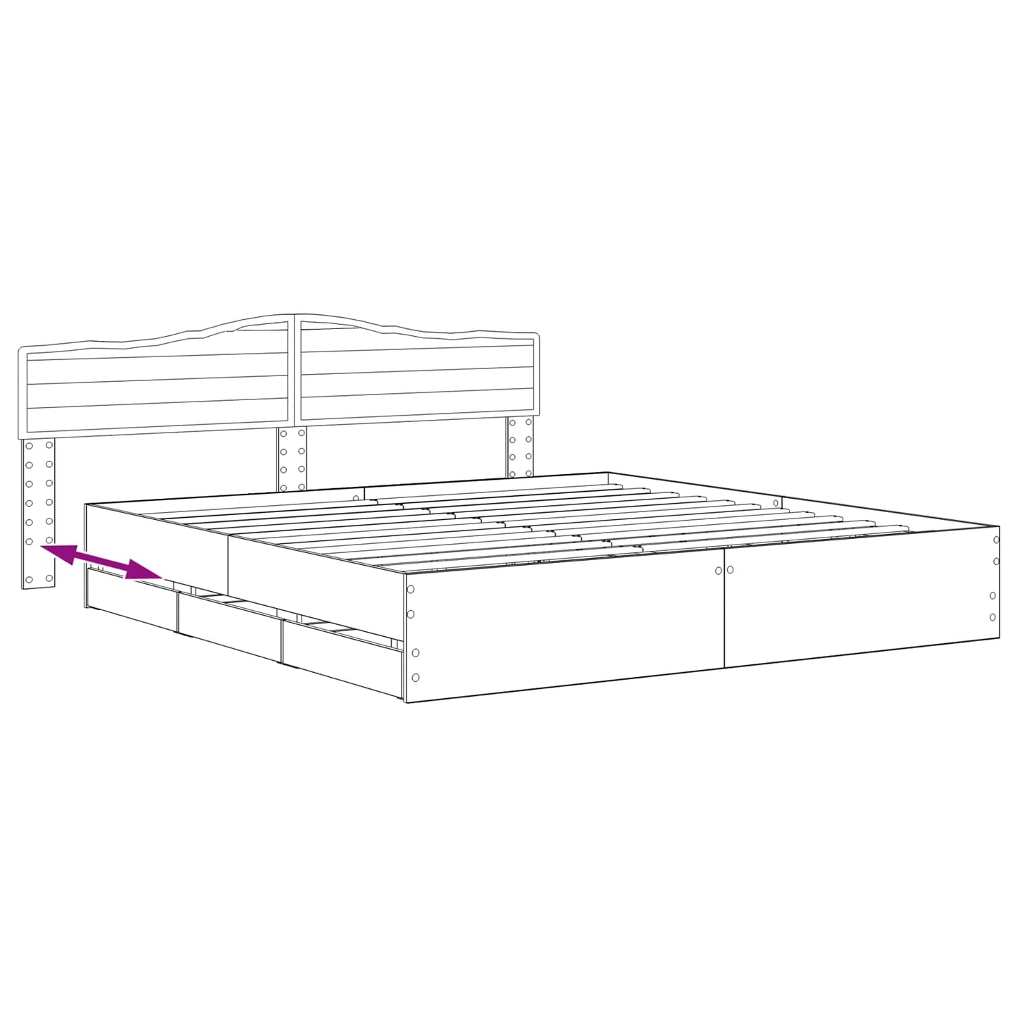 Bed Frame with Storage and Headboard Artisan Oak 180 x 200 cm