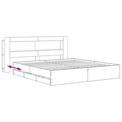 Bed Frame with Storage and Headboard Artisan Oak 180 x 200 cm