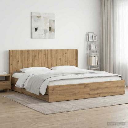 Bed Frame with Storage and Headboard Artisan Oak 180 x 200 cm