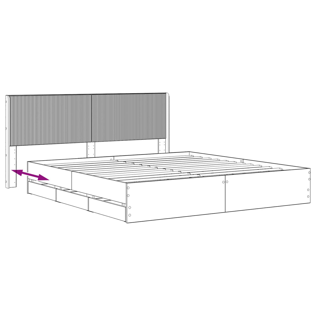 Bed Frame with Storage and Headboard Artisan Oak 180 x 200 cm
