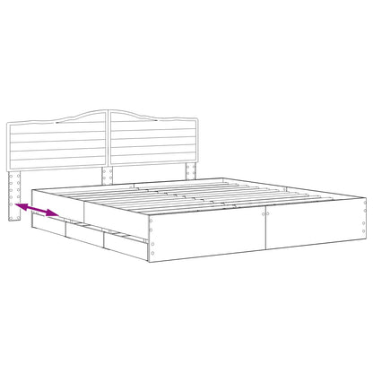 Bed Frame with Storage and Headboard Artisan Oak 180 x 200 cm
