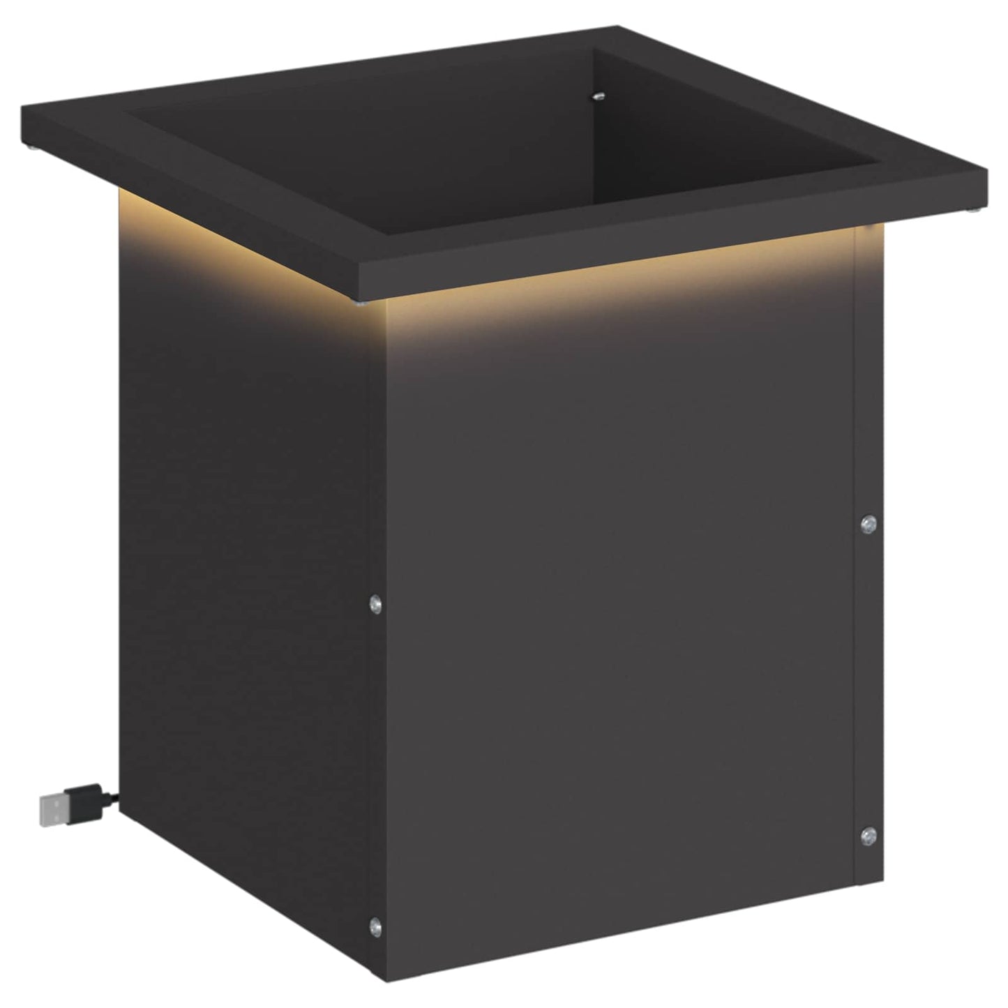 Garden Planter with LED Black 30 x 30 x 30 cm Steel