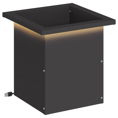 Garden Planter with LED Black 30 x 30 x 30 cm Steel