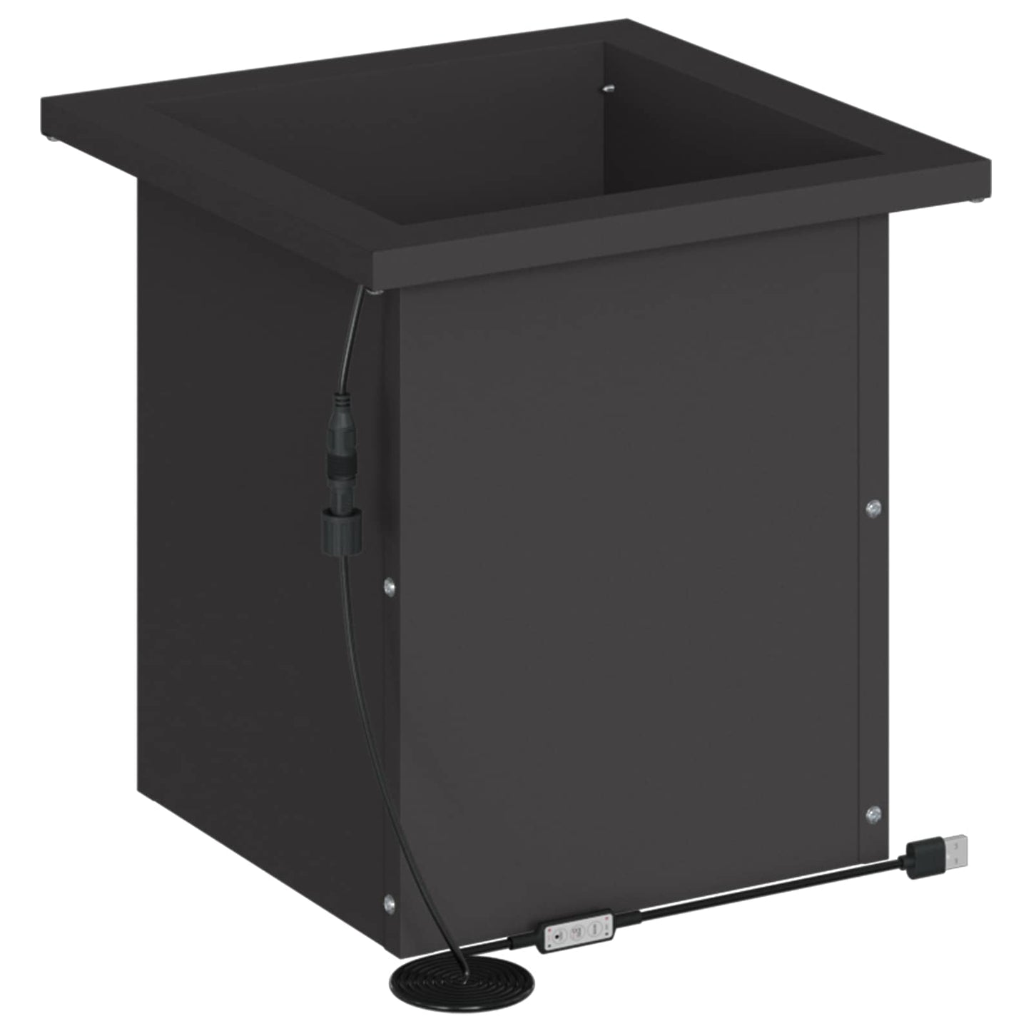 Garden Planter with LED Black 30 x 30 x 30 cm Steel